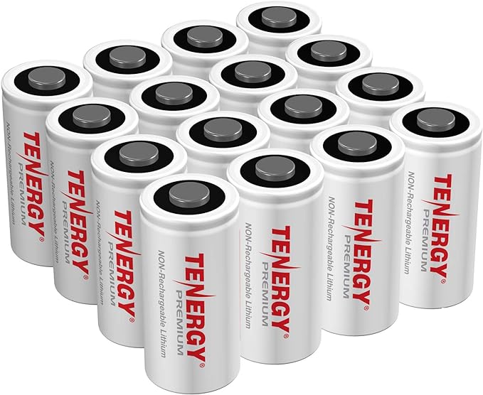 Tenergy Premium 16 Pack NonRechargeable CR123A 3V Lithium Battery, 1600mAh