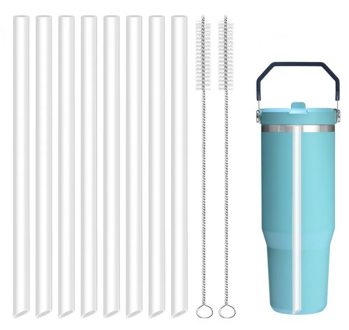 Joshey 8-Pack Replacement Straws for Stanley IceFlow 2.0 Flip Tumbler 30oz (Only) | Fit Stanley IceFlow Flip Straw Lid | BPA-Free Drink Straws with 2 Cleaning Brushes, IceFlow 2.0 Accessories Parts