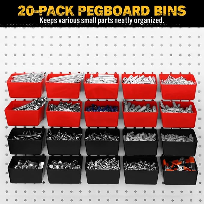 ELEAD 297 Piece Pegboard Hooks Kit, Peg Board Organizer Accessories with Bins for Organizing Various Tools, Fit 1/8 or 1/4 inch Pegboard for Hanging Storage, Garage, Workshop & Craft Room