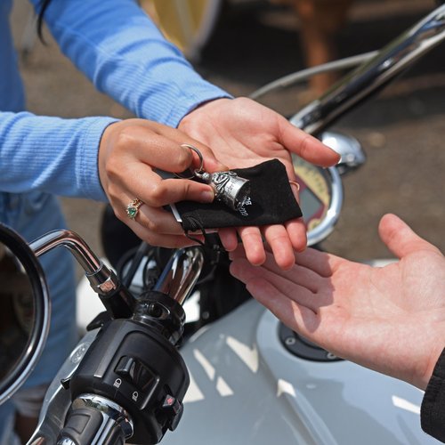 Guardian Bell In Memory of Fallen Hero Good Luck Bell w/Keyring & Black Velvet Gift Bag | Motorcycle Bell | Lead-Free Pewter | Good Luck Gift to Friends & Family | Bike Bell | Made in USA