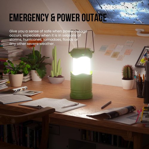 Lichamp LED Camping Lantern - 4 Pack Battery Powered Flashlights for Emergencies | Portable Green Light