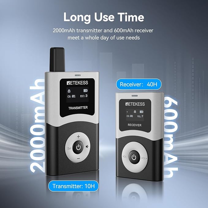Retekess T130U Wireless Tour Guide System, 200 m, HiFi U-Band Digital Sound