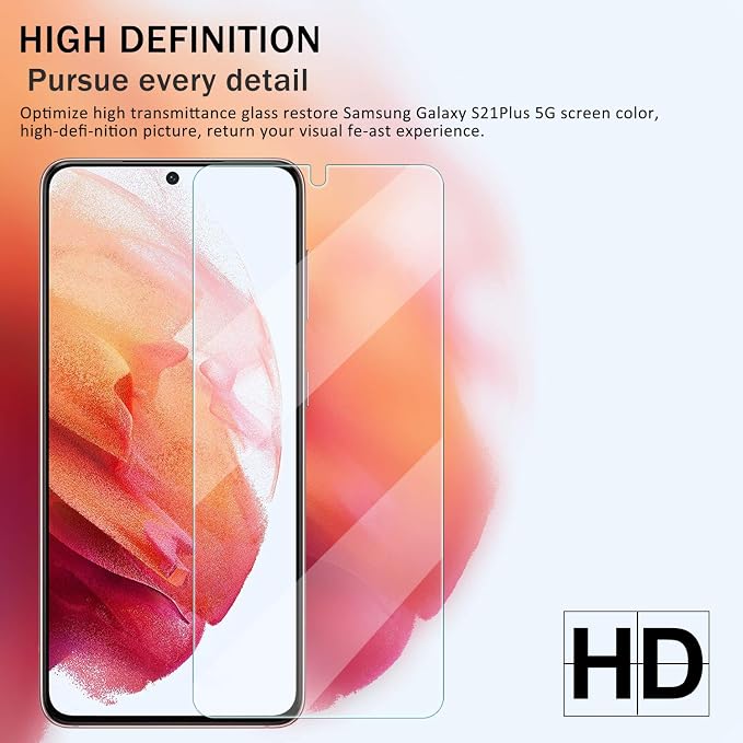 Galaxy S21 Plus HD Clear Tempered Glass Screen Protector + Camera Lens