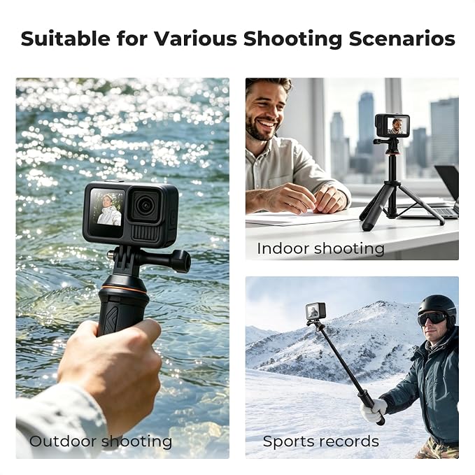 K&F CONCEPT 58.5cm/23" Selfie Stick Tripod, Portable Vlog Handle Grip Action