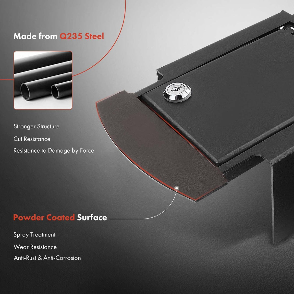 A-Premium Center Console Safe Box with 2 Keys Compatible with Ford