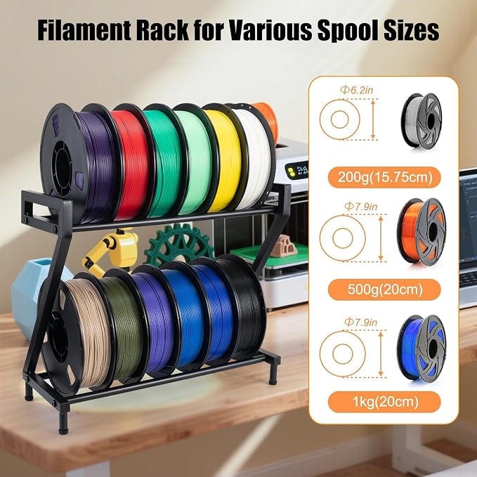 Z-shaped 2 Tiers 3D Printer Filament Storage Rack Desktop, 3D Printer Filament