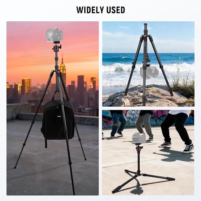 NEEWER Basics Carbon Fiber Travel Tripod, Arca Type Ball Head & Cell Phone