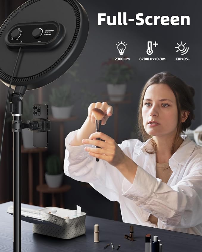 TODI Large Ring Light with 79" Stand, 6500K Full-Screen Selfie Ring Light with