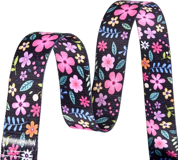 Dog Collar and Leash Set with Bohemia Floral Tribal Geometric Patterns - Soft Ethnic Style Collar Adjustable for Small Medium Large Dogs(Floral Set,S)