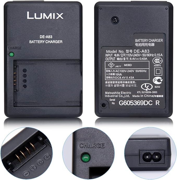 DE-A83 DE-A83BA Charger for Pansonic Camera DMW-BMB9 DMW-BMB9PP Battery and