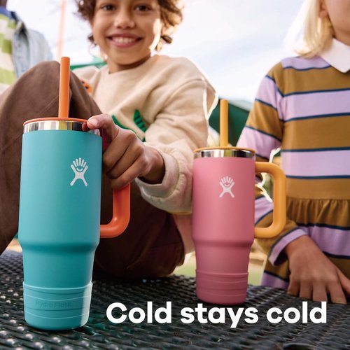 Hydro Flask Kids 24 Oz Travel Tumbler - Insulated Stainless Steel with Handle, Lid & Straw in Coconut Cream