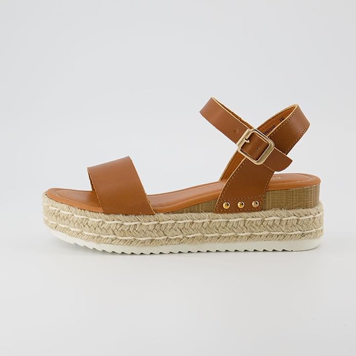 CUSHIONAIRE Melissa Espadrille Platform Sandals For Women with Adjustable Ankle Strap and Memory Foam Insole-Comfortable Womens Sandals for Summer