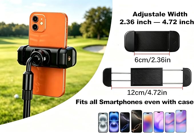 Golf Monopod Phone Stand with Ground Spike, Magnetic Phone Holder