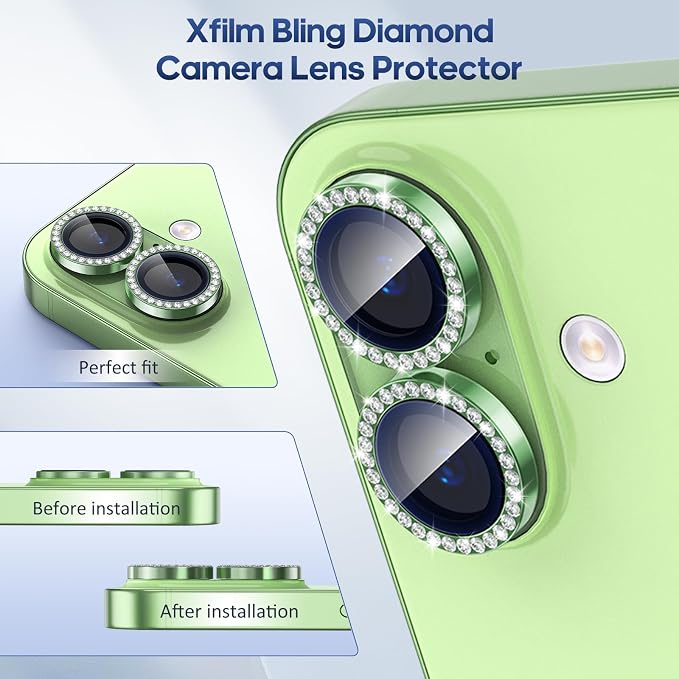 for iPhone 17 Camera Lens Protector Bling, Individual Diamond Metal Ring