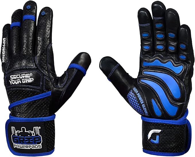 Elite Leather Gym Gloves with Built in 2" Wide Wrist Wraps Grip & Design for Weightlifting Power Lifting Bodybuilding & Strength Training Workout Exercises