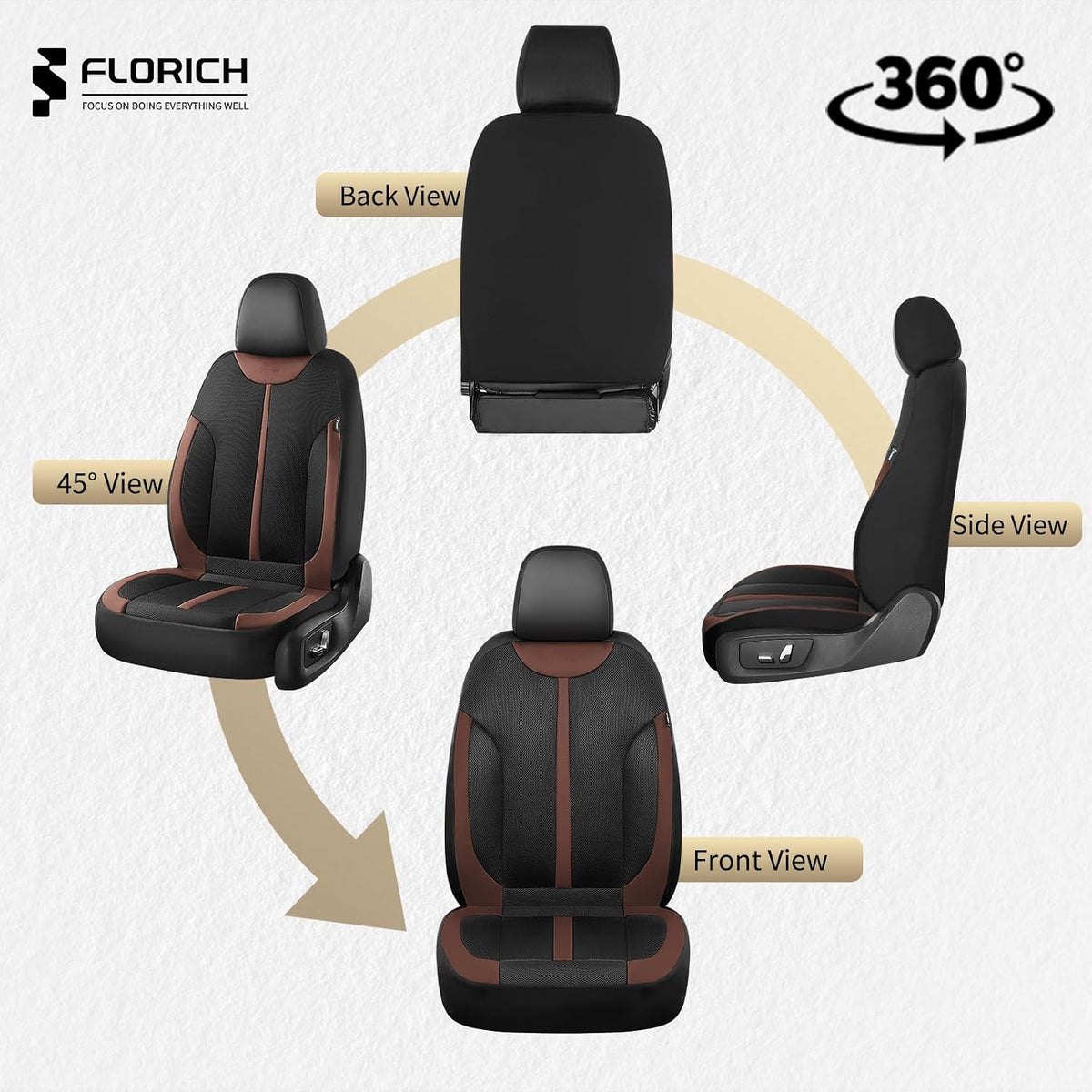 Seat Covers, Car Seat Covers Full Set, Black&Coffee Seat Covers for Cars 5 Seats, Breathable Car Seat Protector, Front and Rear Car Seat Cushion, Automotive Seat Covers Universal Fit for Most Cars SUV
