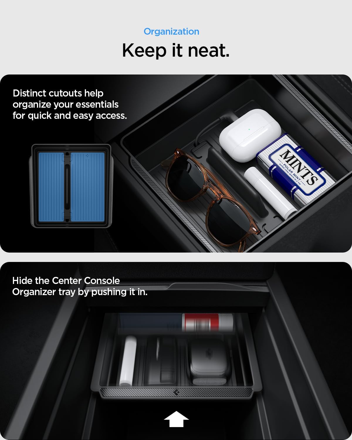 Spigen Console & Armrest Organizers for Tesla Model Y Juniper, 3 Highland