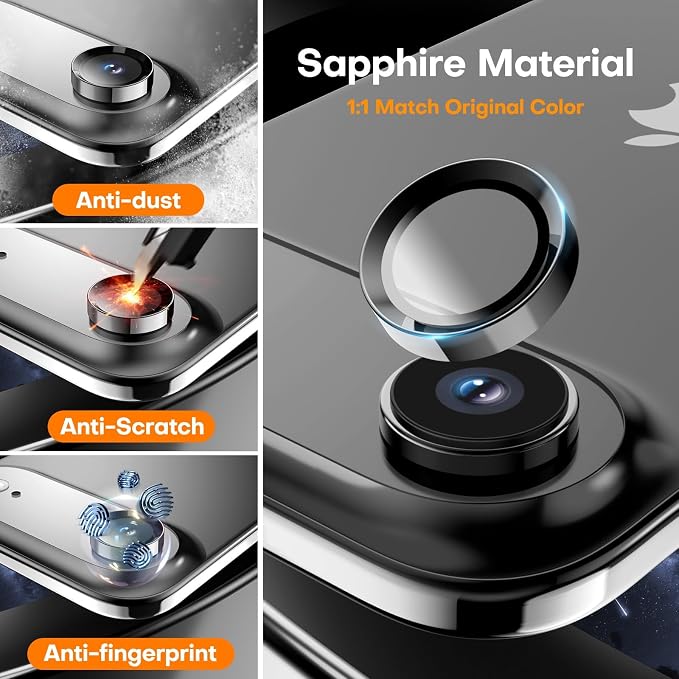 Camera Lens Protector for iPhone Air, Tempered Glass Metal Individual Camera