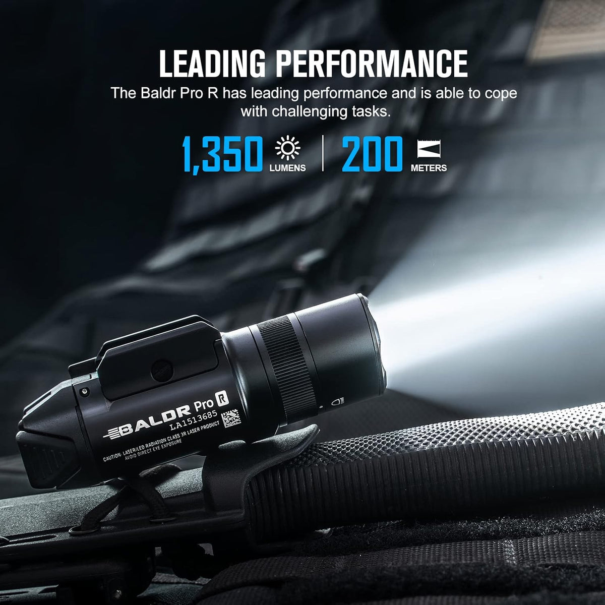 OLIGHT Baldr Pro R Tactical Flashlight - 1350 Lumens Magnetic USB Rechargeable with Green Beam & White LED
