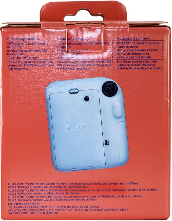 FUJIFILM Instax Mini 12 Pastel Blue Camera Bundle