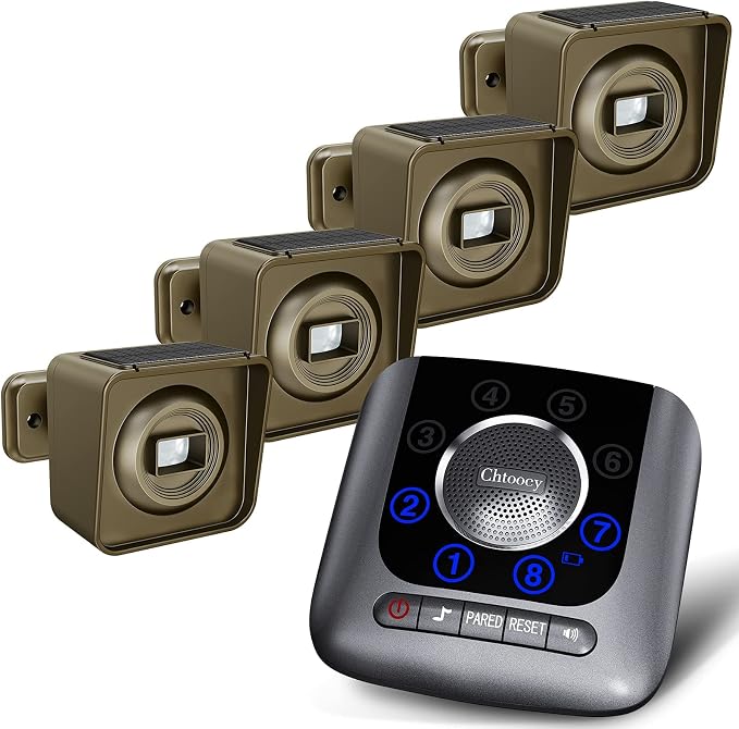 Solar Driveway Alarm Wireless Outside 1/2 Mile Long Range, 3 Sensitivity &