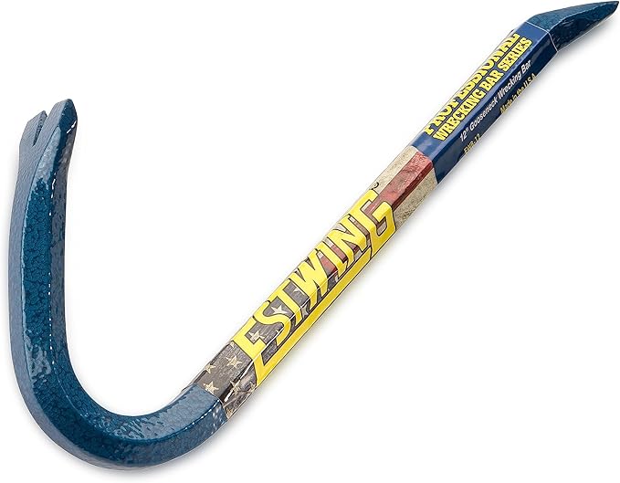 ESTWING Gooseneck Wrecking Bar - 1/2" x 12" Pry Bar with Angled Chisel End & Forged Steel Construction - EWB-12