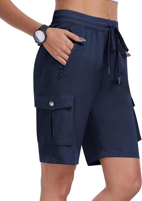 MoFiz Women's Cargo Shorts - Quick Dry Lightweight Athletic Shorts for Summer Hiking | Pockets Included