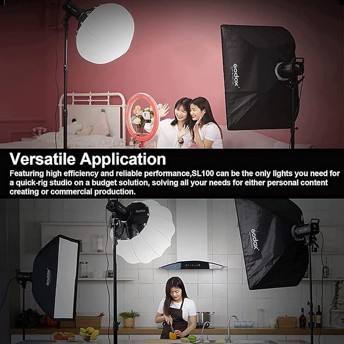 Godox SL100D LED Video Light, 100W TLCI≥97 CRI≥96, 5600K Continuous Lighting