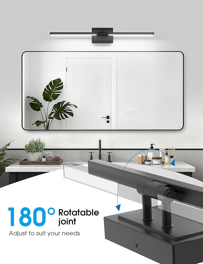 VOLISUN Bathroom Vanity Light 31.5 inch, 5CCT Dimmable, 28W LED Bathroom Light Fixture Over Mirror, Black Bar Vanity Lights for Bathrooms Mirror Cabinets -ETL Certificated
