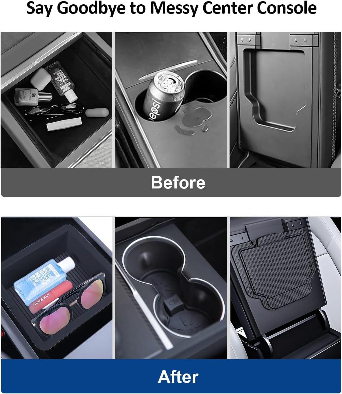 5PCS Center Console Organizer Tray for Tesla 2025 2026 Model 3 Highland Model Y Juniper & Model Y L Accessories, Center Tray Armrest Organizer Cup Holder Insert Hidden Compartment Storage