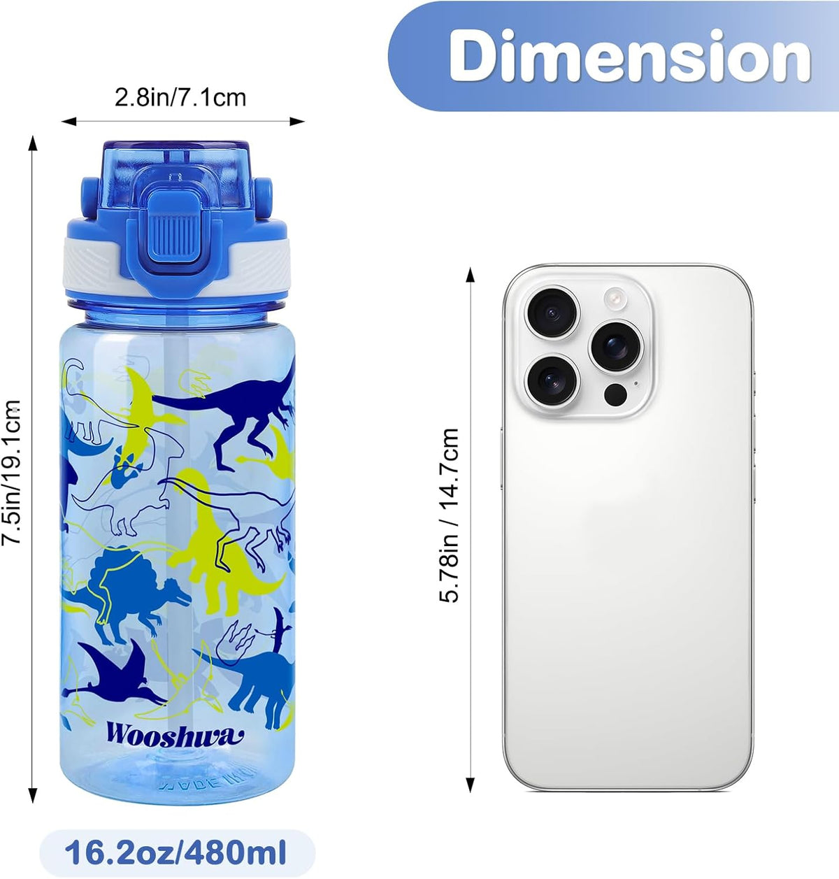 Skiennix BPA-Free Water Bottle - Personalized Sports Drink Bottle with Straw & Handle