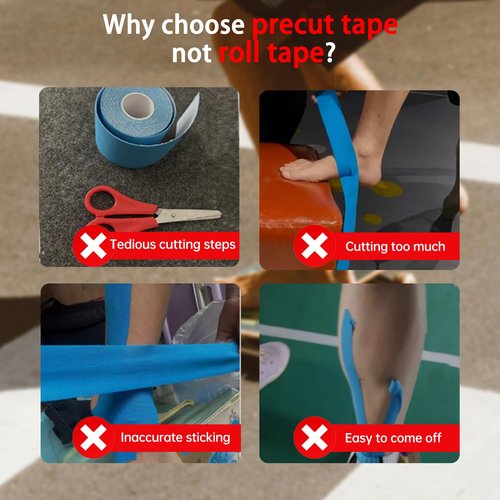 IEADEN Precut Kinesiology Tape for Ankle, 20 Pcs - Ankle Support & Stability, Ankle Pain Relief - Waterproof & Elastic, Breathable Hypoallergenic Latex-Free Tape, Black