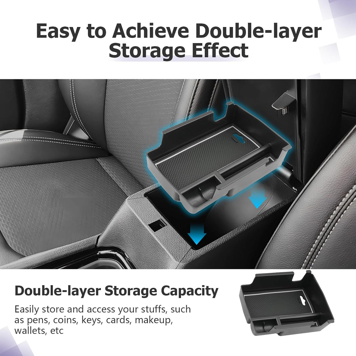 LUWU Center Console Organizer Compatible with Jeep Compass 2021-2026/Dodge Hornet 2023-2026 Accessories Armrest Console Storage Box Insert Tray ABS Material Coin Container White
