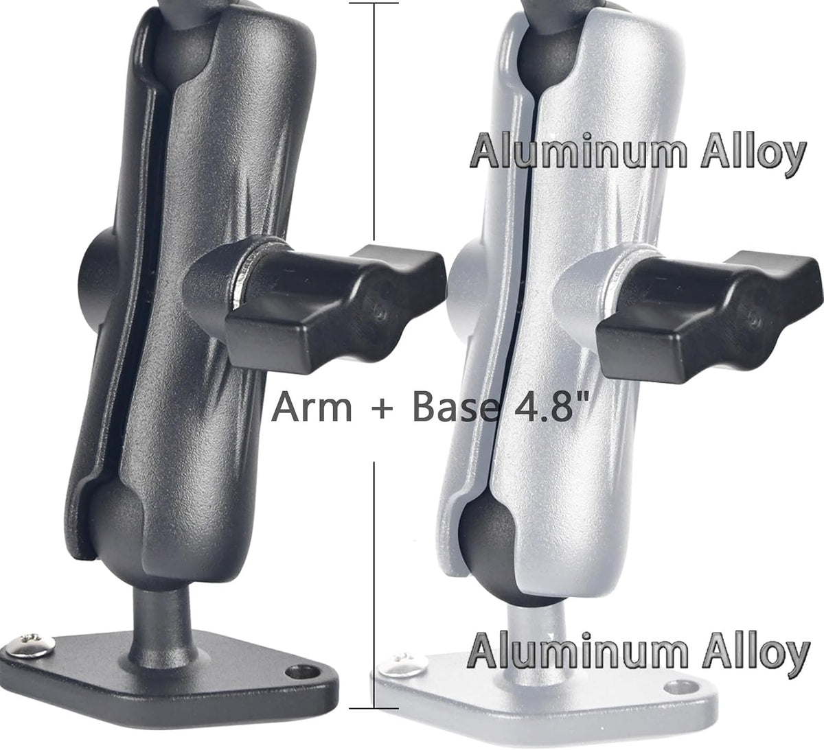 VAUBORTTI 1" Ball Phone Mount – Aluminum Alloy Arm & Base, Double Ball Joint, 360° Adjustable, Screw-Mounted Base, Fits RAM B Size System – Universal Holder for Car, Truck, Van, Desk, Wall, Dashboard