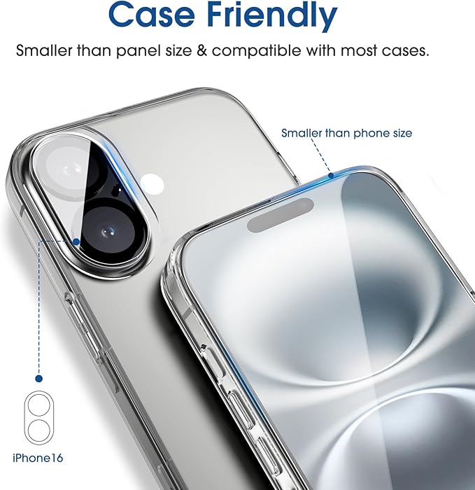 amFilm Auto-Alignment OneTouch for iPhone 16 Screen Protector + Camera Lens