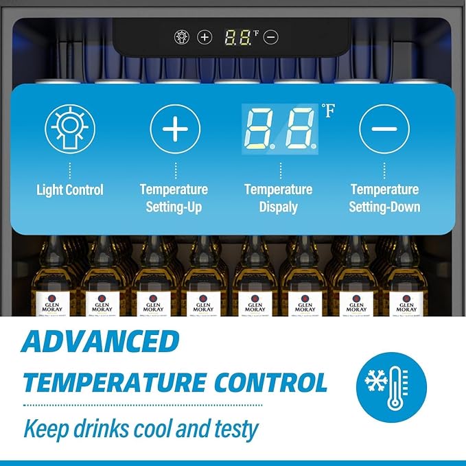 Compact Beverage Refrigerator, 1.7Cu.Ft/70 Can Mini Fridge with Glass Door and Digital Display, Small Drink Fridge with Adjustable Shelves for Soda, Beer, or Wine, Compact Fridge for Bedroom