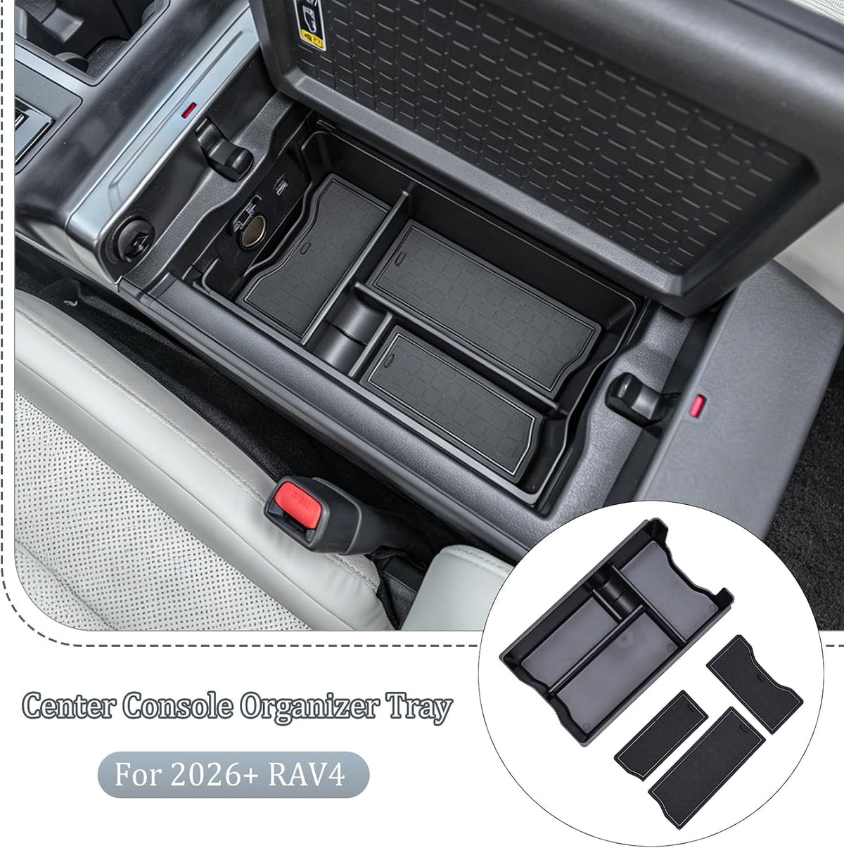Center Console Organizer for Toyota RAV4 2026 Accessories Storage Tray