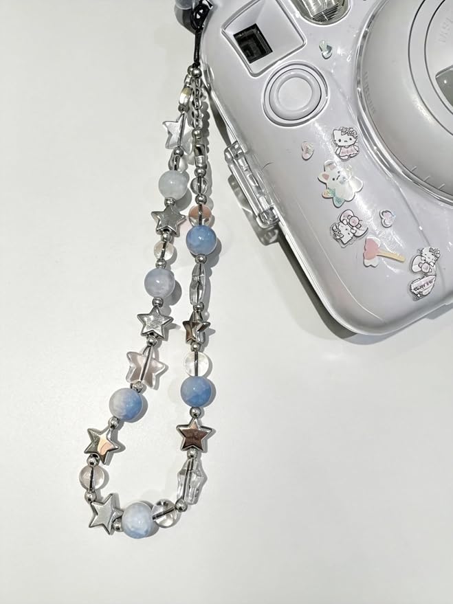 2 Pcs Phone Charm Strap Hand Wrist Strap Camera Lanyard Pearl Beaded Cute Chain