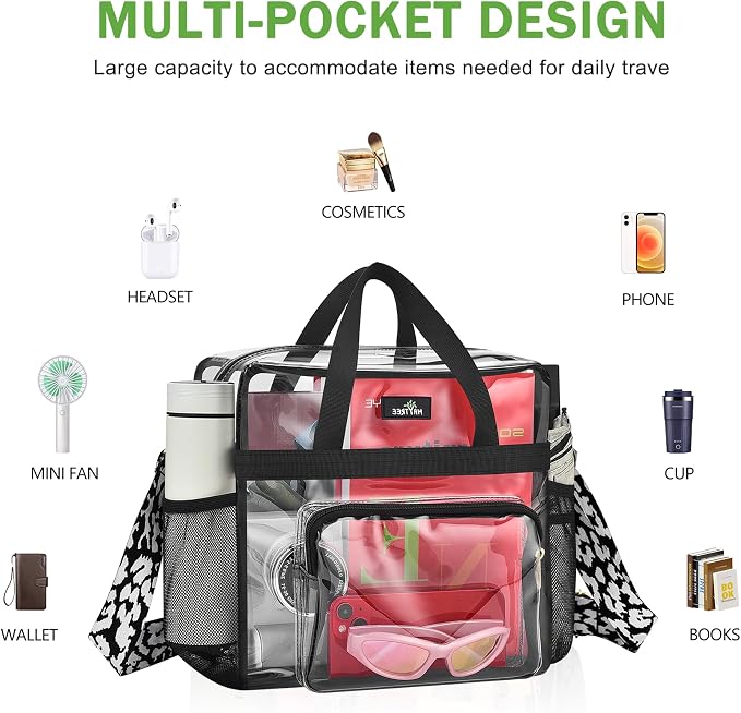MAY TREE Clear Bag for Stadium Events, Transparent Bag for Concert Sports Gym