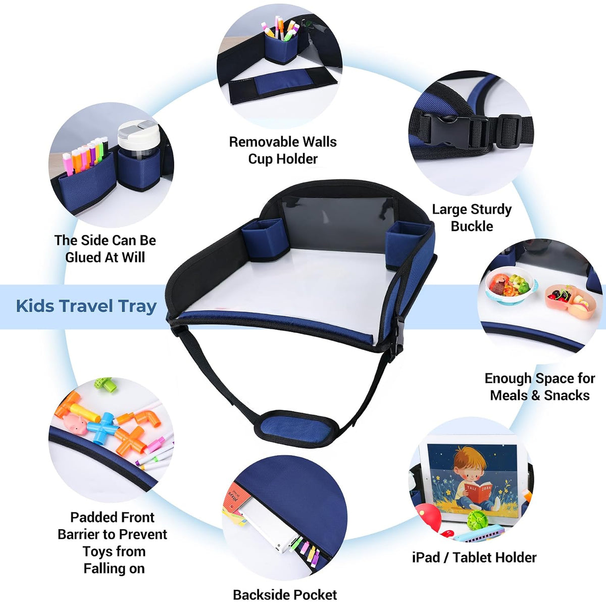 COOLBEBE Kids Travel Tray for Toddler Car Seat, Travel Tray for Airplane