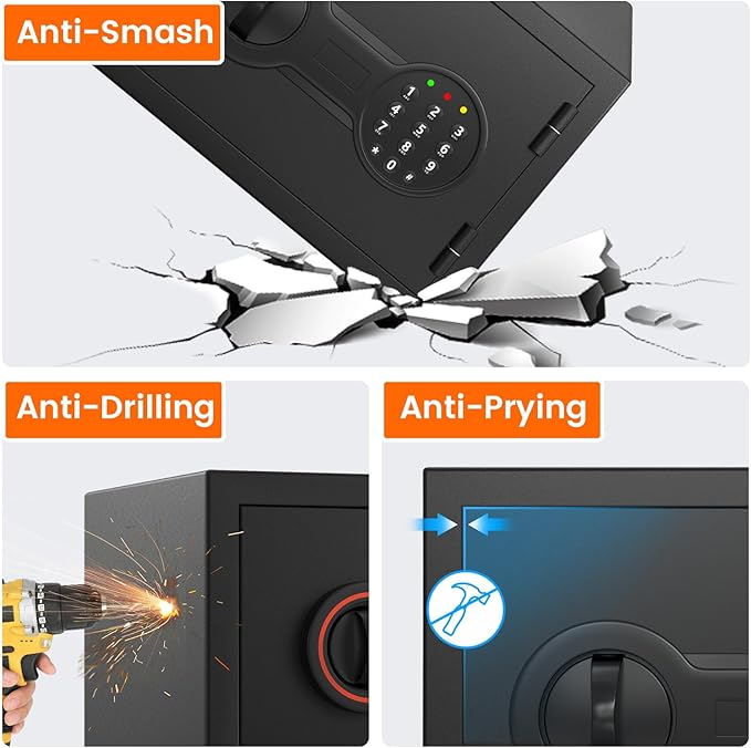 Small Fireproof Safe for Home, 14.8Lbs Heavy Duty Fire Safe Box for Office &