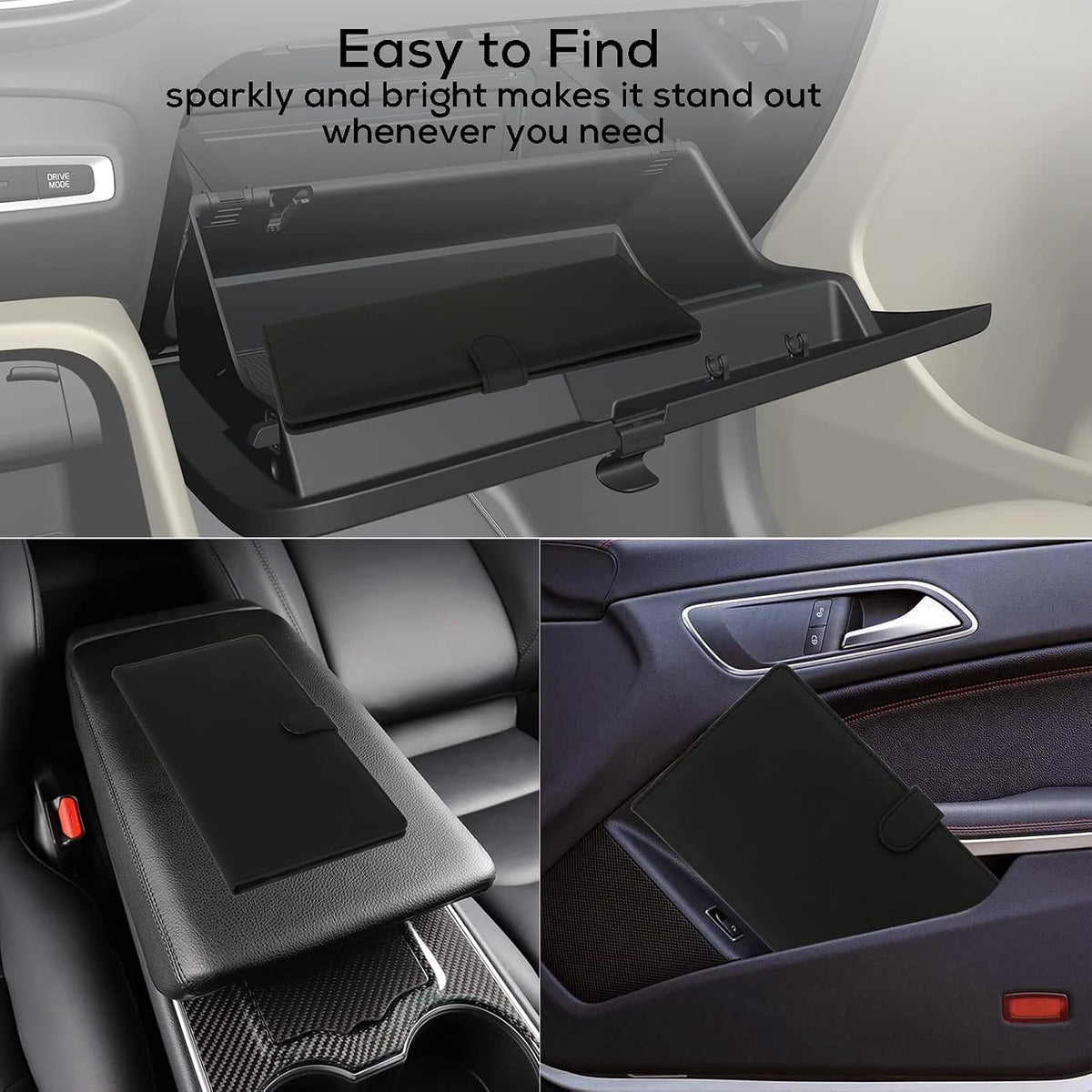Leather Car Registration and Insurance Holder with Magnetic Closure, Black