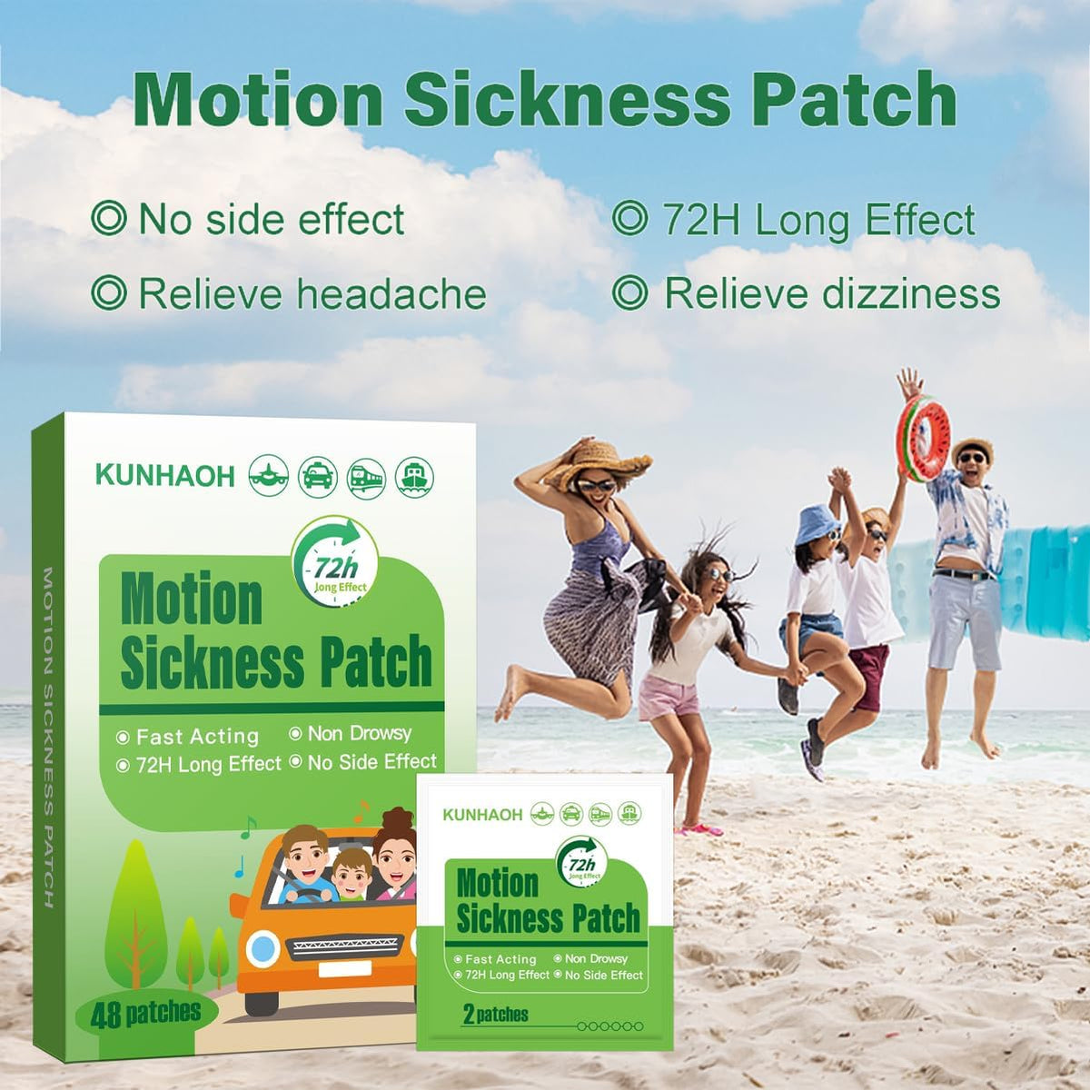 2026 New Motion Sickness Patches Non-Drowsy,100% Natural Herbal,Waterproof