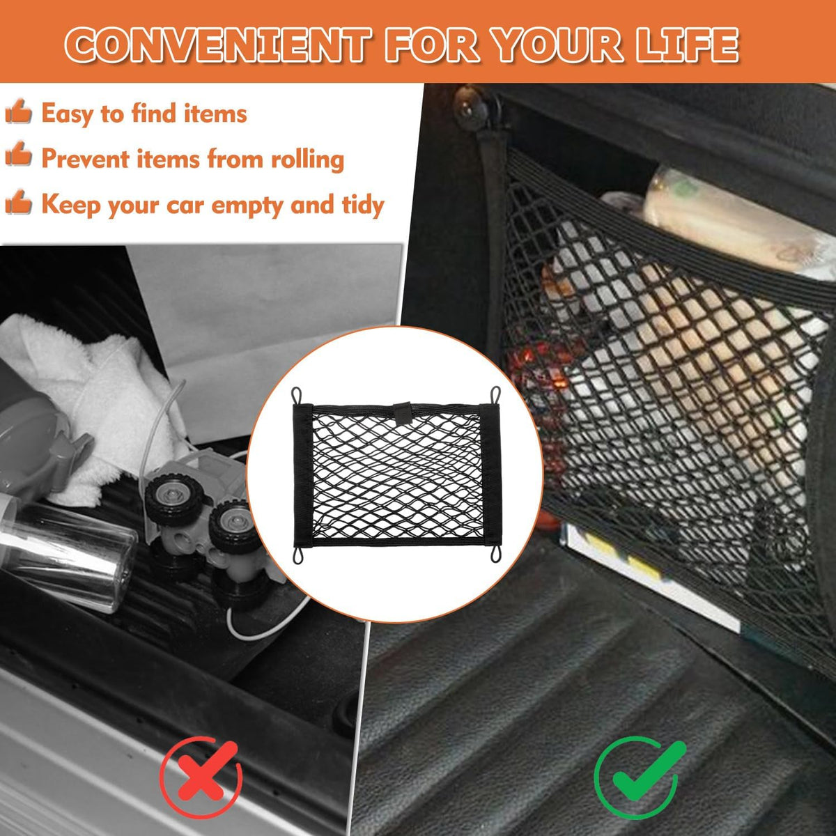 13.8 x 9.8 inch Universal Elastic Cargo Net Pocket,2 Pack