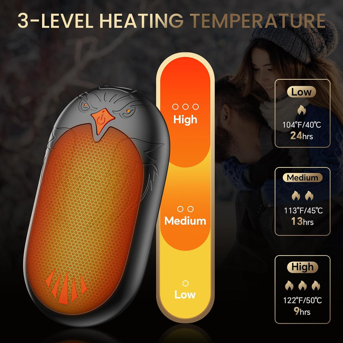Skiennix Magnetic Hand Warmers - Rechargeable Ergonomic Electric Design | Up to 24 Hours of Warmth, Pocket Size