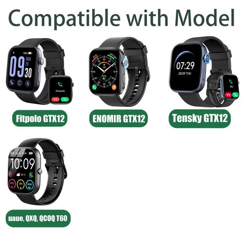 GTX13, GTX12 Smart Watches Band, Lamshaw 22mm Classic Watch Bands Soft Silicone Bands Bracelet Sports Strap Compatible with Fitpolo GTX12, ENOMIR GTX12, Tensky GTX12, uaue T60, QXQ T60, QCOQ T60 Smart Watches (22mm size band, 5 pack-1)