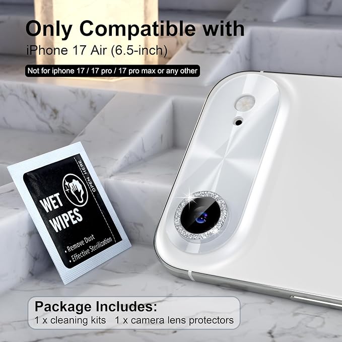 Choiche Compatible for iPhone 17 Air Camera Lens Protector, Bling Camera Cover