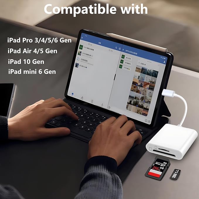 USB C SD Card Reader for iPhone 15/16/17, Dual Card Slots Micro SD Card Reader