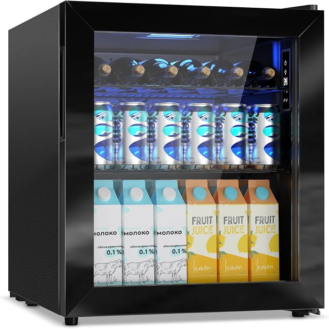 Velivi Mini Fridge with Glass Door-Small Fridge Desk Beverage Cooler for Beer Drinks 1.4 Cu.Ft Countertop Beverage Fridge with Adjustable Shelves, Led Light for Bedroom/Office/Dorm (Black) | Beer Drinks Fridge 1.4 Cu.Ft Countertop Beverage Fridge with ...