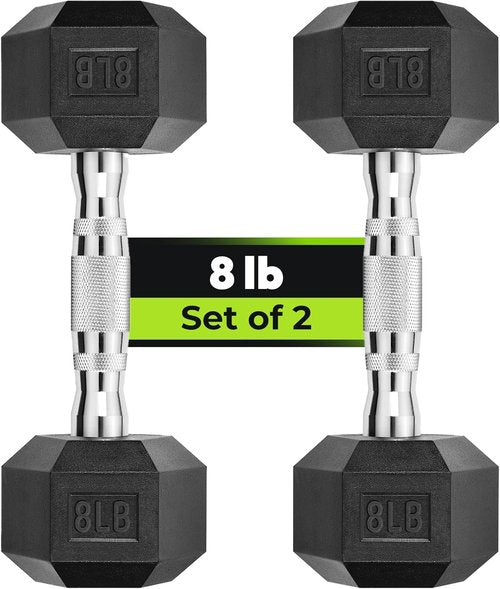 HANDBODE Hex Dumbbell Set - 2.5-65 lb Rubber Encased Weights for Strength Training | Set of 2